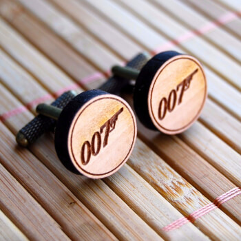 Круглые деревянные запонки Bond 007