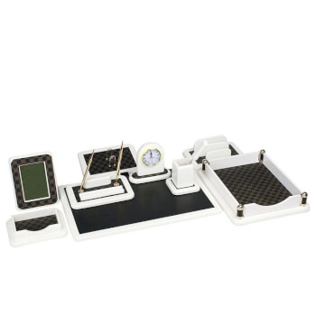 Настольный набор в офис покрытый белой эмалью